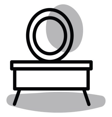 Aynalı makyaj masası, beyaz arkaplan.