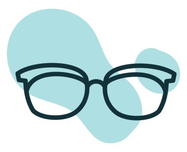 Şişman çerçeveli gözlük, beyaz arka planda çizimler..