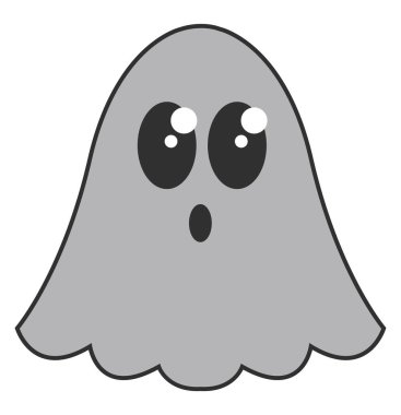 Cadılar Bayramı hayaleti, beyaz arka planda çizimler..