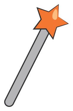 Sihirli değnek, illüstrasyon, beyaz arka planda.