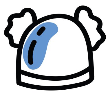 Beyaz arka planda pofuduk bir kış şapkası, illüstrasyon.