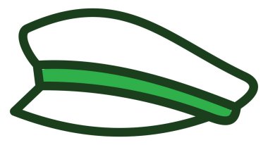 Denizci yeşil şapkası, resim, beyaz arka planda..