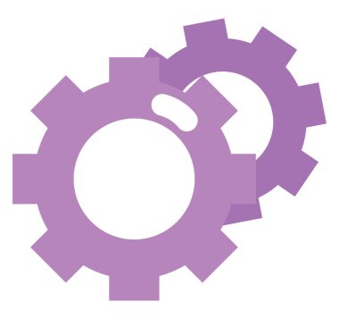 Mor dişli çark, beyaz arka planda çizim.