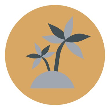 Beyaz bir arka planda, avuç içi ve resimli bir ada..