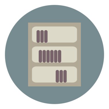 Kahverengi kitaplık, illüstrasyon, beyaz arkaplan.