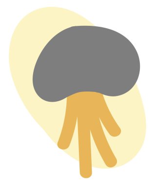 Beyaz bir arka planda gri denizanası, resimleme..