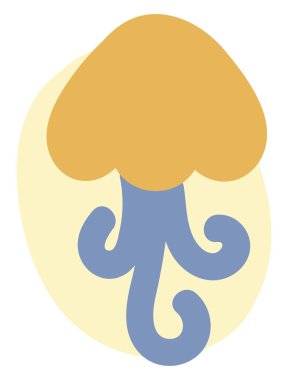 Beyaz arka planda şirin turuncu denizanası, resimli..