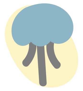 Beyaz arka planda şirin mavi denizanası, resimli..