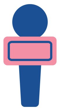 Beyaz arka planda pembe mikrofon, illüstrasyon..