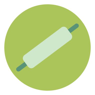 Yeşil mutfak oklavası, resim, beyaz arka planda..