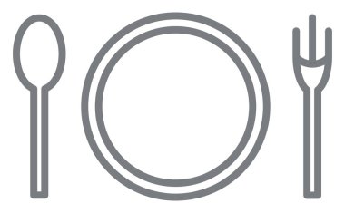 Çatal ve kaşıkla kaplama, beyaz arka planda çizim..