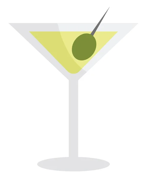 Martini Met Olijf Illustratie Een Witte Achtergrond — Stockvector