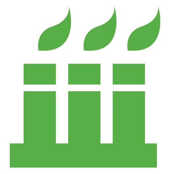 Zelená Továrna Ilustrace Bílém Pozadí — Stockový vektor