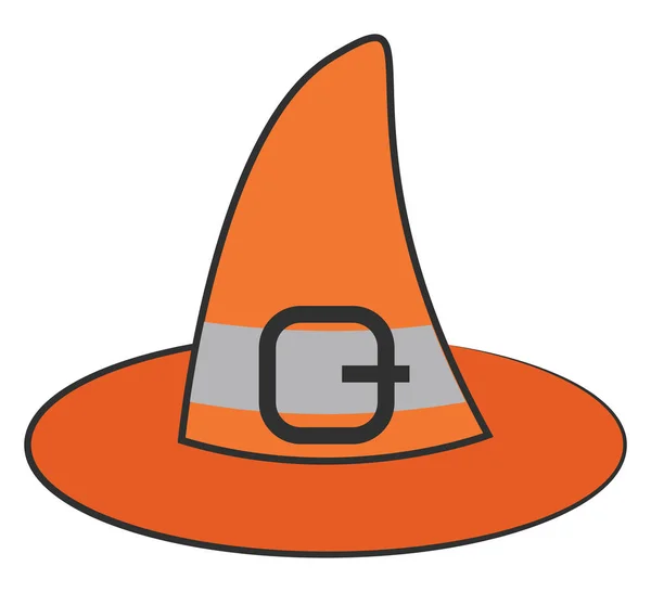Oranžový Čarodějnický Klobouk Ilustrace Bílém Pozadí — Stockový vektor
