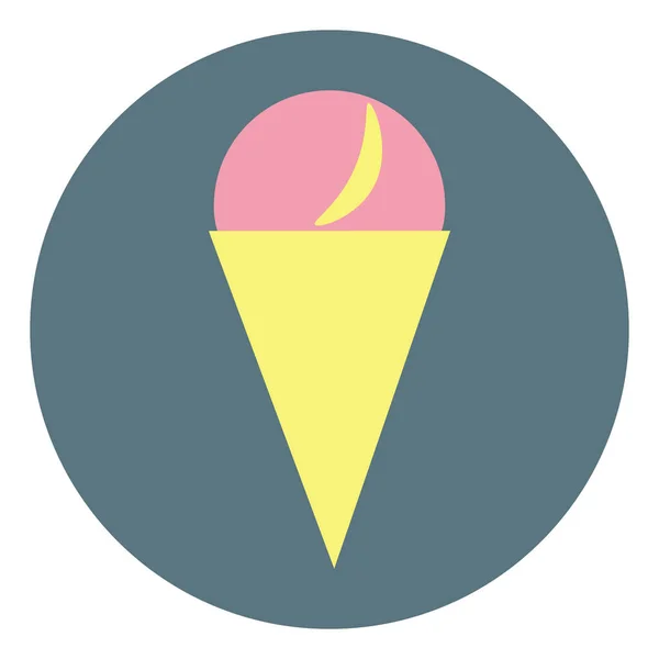 One Scoop Strawberry Ice Cream Cone Illustration White Background — Stock Vector