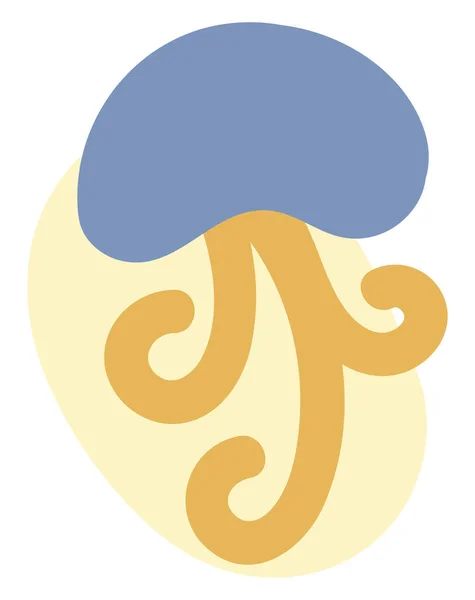 Medusa Azul Com Tentáculos Amarelos Ilustração Sobre Fundo Branco —  Vetores de Stock