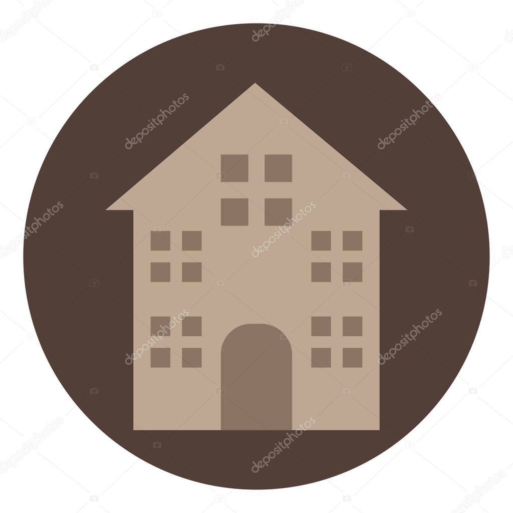 Tall brown house, illustration, on a white background.