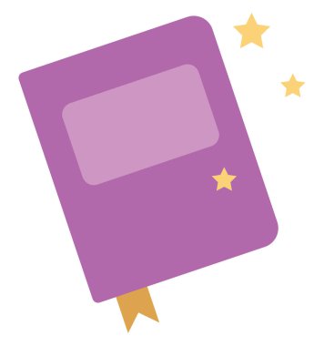 Sihir kitabı, illüstrasyon, beyaz arka planda.