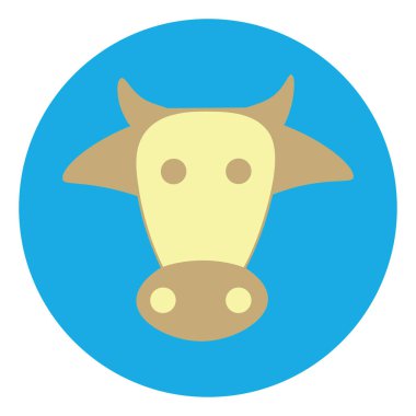 Beyaz arka planda inek kafası, illüstrasyon.