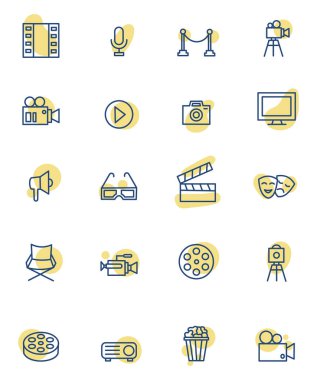 Görüntü yönetmeni ekipmanı, illüstrasyon, beyaz arkaplan.