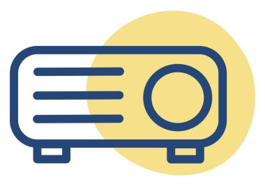 Beyaz arkaplanda film projektörü, illüstrasyon.