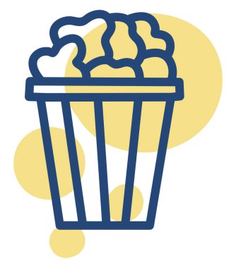 Sinema patlamış mısır, resim, beyaz arka planda.