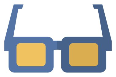 Mavi 3D gözlük, resim, beyaz arkaplan.