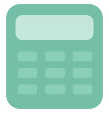 Beyaz arkaplanda yeşil hesap makinesi, resimleme.