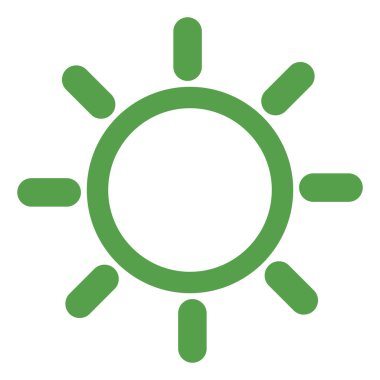 Yeşil güneş, beyaz arkaplanda çizimler..