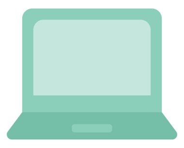 Yeşil ofis dizüstü bilgisayarı, resim, beyaz arka planda..