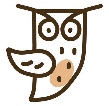 Uçan kahverengi baykuş, resim, beyaz bir arka planda.