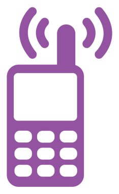 Beyaz arka planda antenli cep telefonu, illüstrasyon.