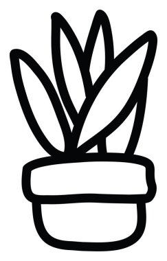 Süleyman kaptaki bitkiyi, beyaz arkaplandaki illüstrasyonla mühürledi..