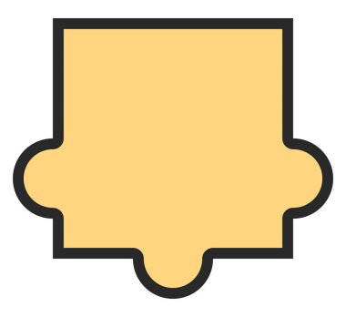 Koyu sarı yapboz, beyaz arka planda çizim..