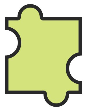 Beyaz arkaplanda yeşil mantık parçası, resimleme.