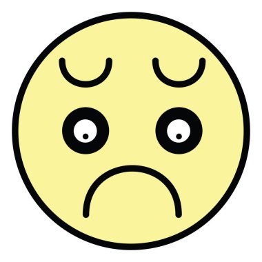 Üzgün emoji, resim, beyaz arkaplanda.