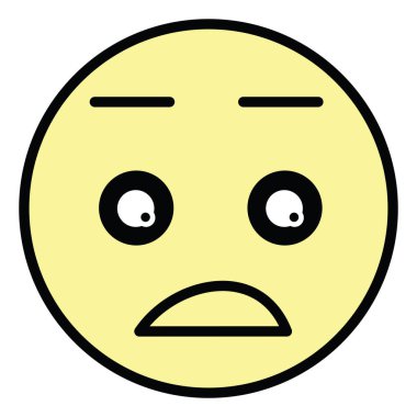Beyaz arkaplanda, şaşırmış emoji, illüstrasyon.