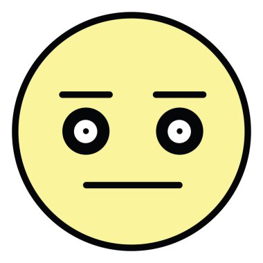 Beyaz arkaplanda ekspresyonsuz emoji, resimleme.