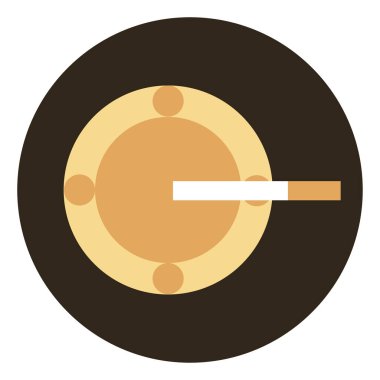 Kül tablasında sigara, beyaz arka planda illüstrasyon..