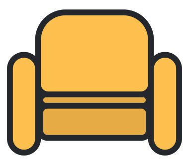 Sarı basit koltuk, beyaz arkaplan üzerinde illüstrasyon.