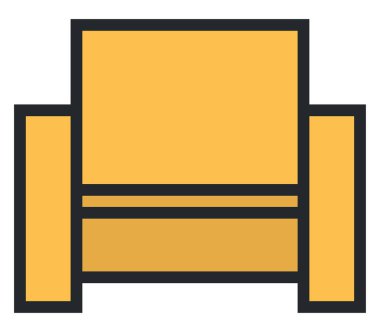 Sarı koltuk, illüstrasyon, beyaz arka plan.