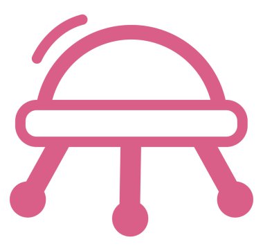 Beyaz bir arka planda pembe uzaylı gemisi..