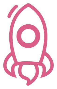 Pembe roket, resim, beyaz arka planda..