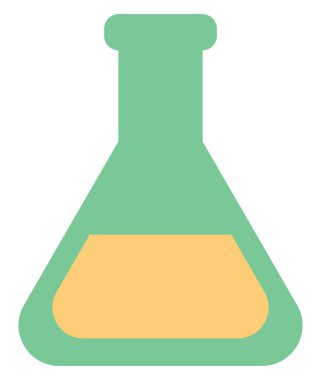 Beyaz arka planda yeşil kimya şişesi, illüstrasyon.