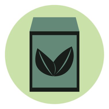 Yeşil çay kutusu, illüstrasyon, beyaz arka plan.