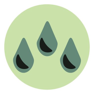 Beyaz arka planda üç çay damlası, resimleme..