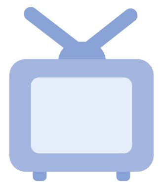 Beyaz arka planda eski küçük bir televizyon, illüstrasyon.