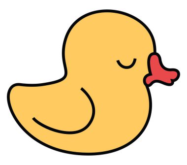 Sarı ördek oyuncağı, resim, beyaz arka planda..