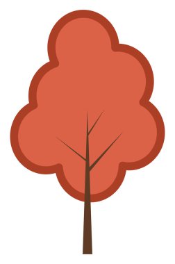 Kırmızı yapraklı ağaç, beyaz arkaplanda resimleme.