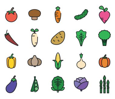 Taze sebzeler, illüstrasyon, beyaz arka plan..